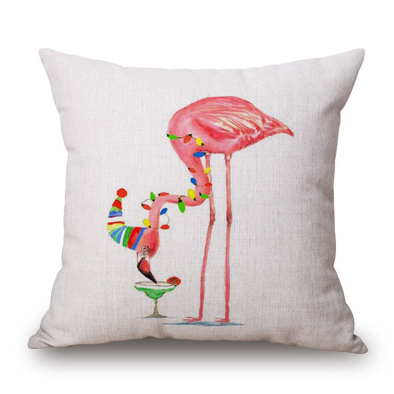 Honana Wx-d2 45x45cm Vintage Flamingos Bavlněné Povlečení Na Polštář Vánoční Povlak Na Polštářek Do Pasu