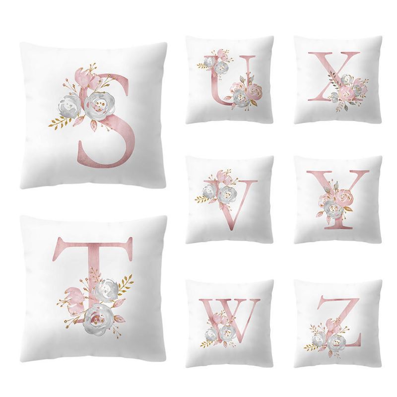 Jednoduchý Nordic Style Pink Alphabet Abc Pattern Throw Povlak Na Polštář Domácí Pohovka Creative Art Pouzdro Na