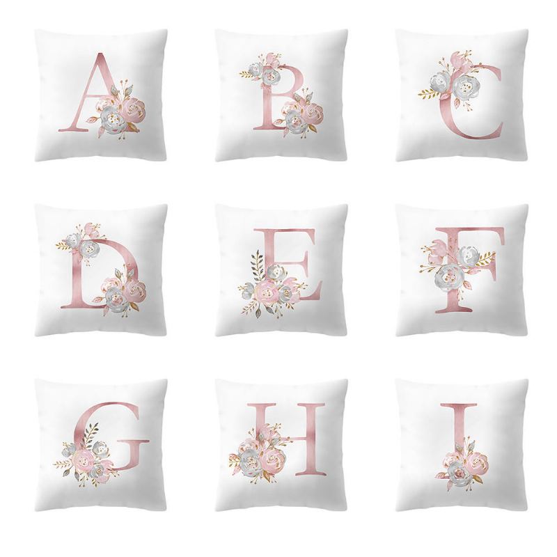 Jednoduchý Nordic Style Pink Alphabet Abc Pattern Throw Povlak Na Polštář Domácí Pohovka Creative Art Pouzdro Na