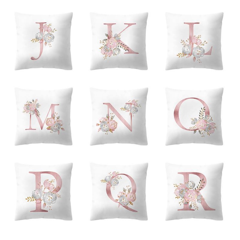 Jednoduchý Nordic Style Pink Alphabet Abc Pattern Throw Povlak Na Polštář Domácí Pohovka Creative Art Pouzdro Na