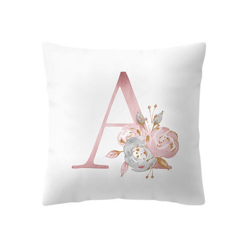 Jednoduchý Nordic Style Pink Alphabet Abc Pattern Throw Povlak Na Polštář Domácí Pohovka Creative Art Pouzdro Na