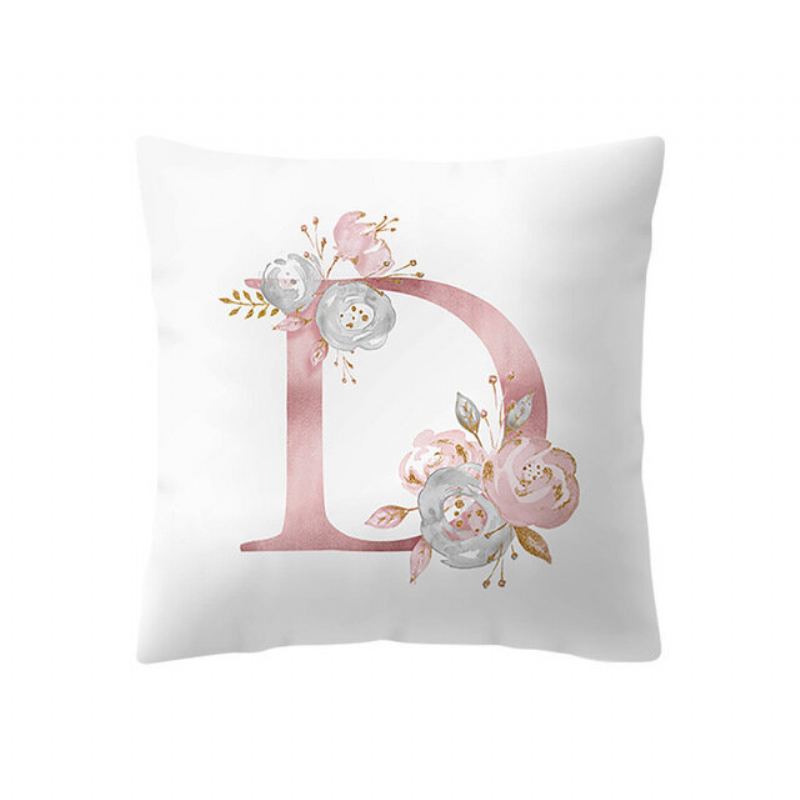 Jednoduchý Nordic Style Pink Alphabet Abc Pattern Throw Povlak Na Polštář Domácí Pohovka Creative Art Pouzdro Na