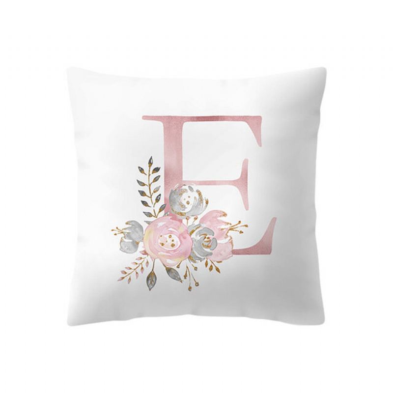 Jednoduchý Nordic Style Pink Alphabet Abc Pattern Throw Povlak Na Polštář Domácí Pohovka Creative Art Pouzdro Na