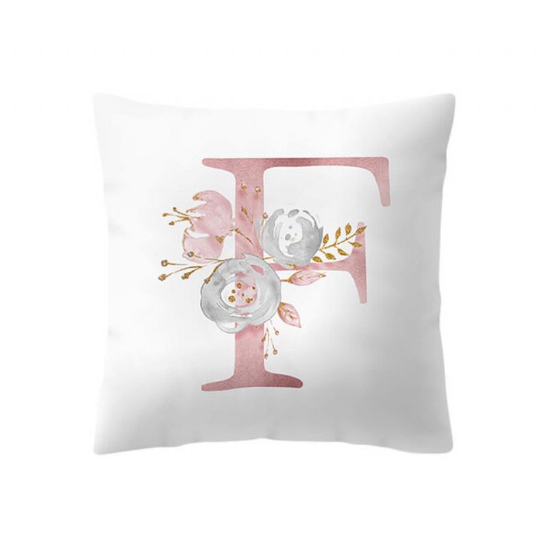 Jednoduchý Nordic Style Pink Alphabet Abc Pattern Throw Povlak Na Polštář Domácí Pohovka Creative Art Pouzdro Na