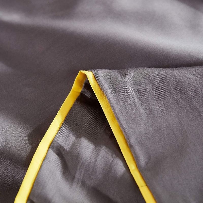 Luxusní Pánské Povlečení 100% Egyptská Bavlna 800tc Sada Na Přikrývku Damašek Šedý Žlutý Okraj Design