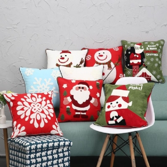 Nové Vánoční Vyšívací Polštářky Z Čisté Bavlny Santa Snowflake Cushion Cover