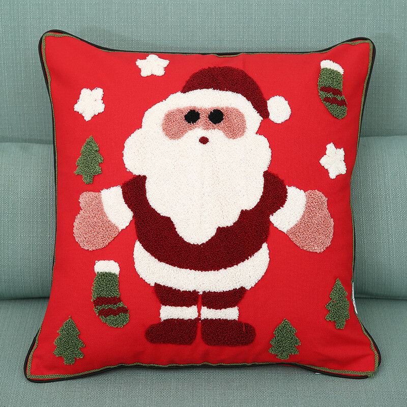 Nové Vánoční Vyšívací Polštářky Z Čisté Bavlny Santa Snowflake Cushion Cover