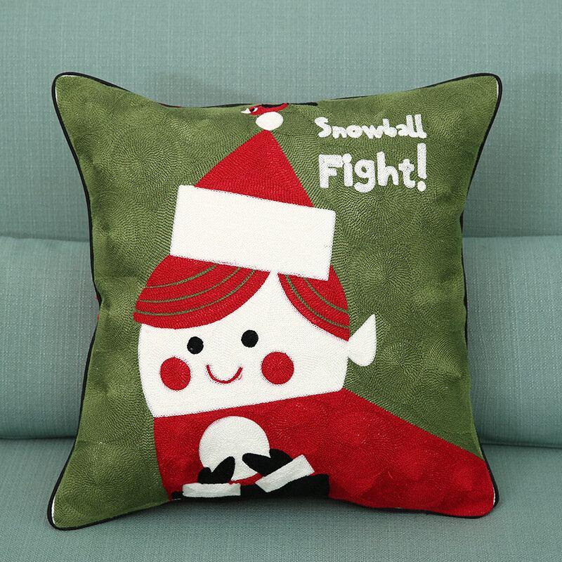 Nové Vánoční Vyšívací Polštářky Z Čisté Bavlny Santa Snowflake Cushion Cover