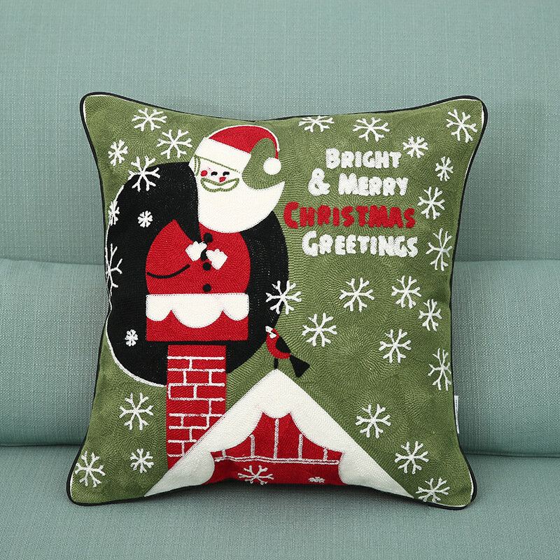 Nové Vánoční Vyšívací Polštářky Z Čisté Bavlny Santa Snowflake Cushion Cover