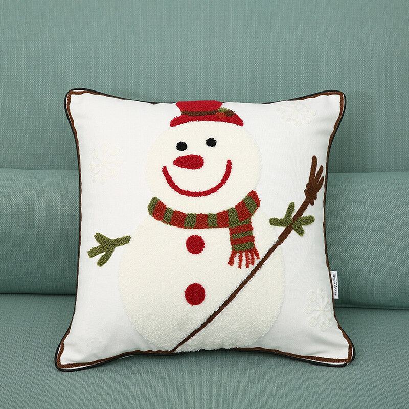 Nové Vánoční Vyšívací Polštářky Z Čisté Bavlny Santa Snowflake Cushion Cover