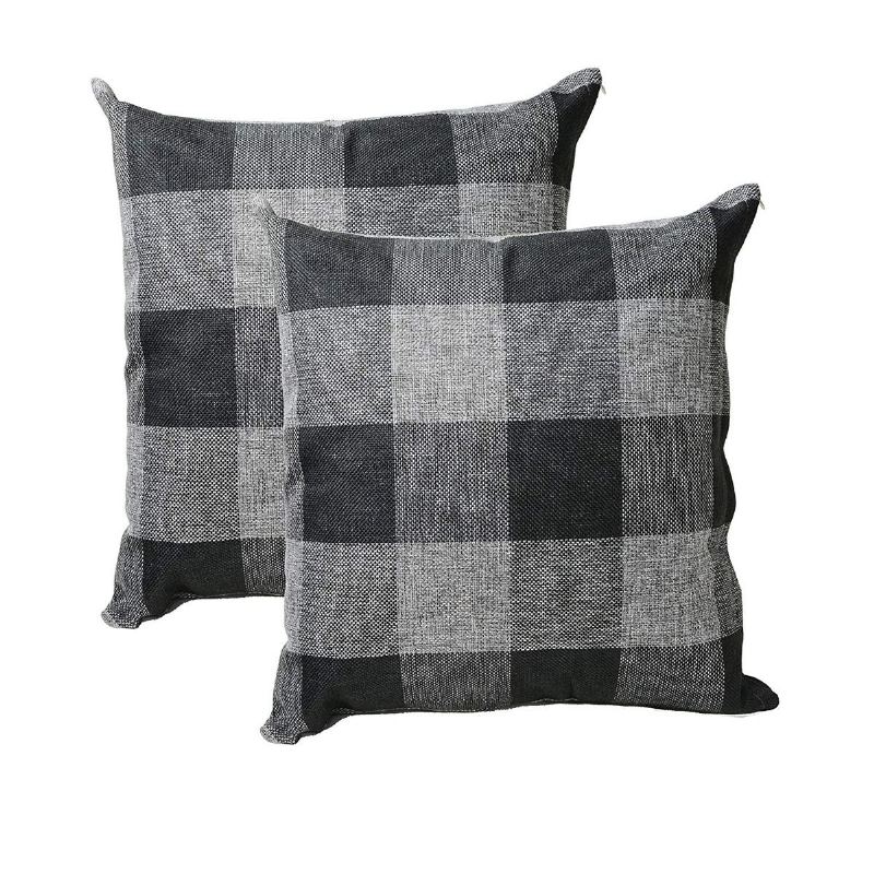 Plaid Throw Povlak Na Polštář Povlečení Bavlna Dekorativní Na Sada Polštářů Na Domácí Pohovku Čtvercový Design (18 X 18 Palců)