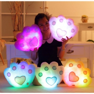 Plyšové Barevné Led Světlo Hudba Bear Paw Shape Throw Polštář Home Sofa Decor Festival Dárek K Narozeninám