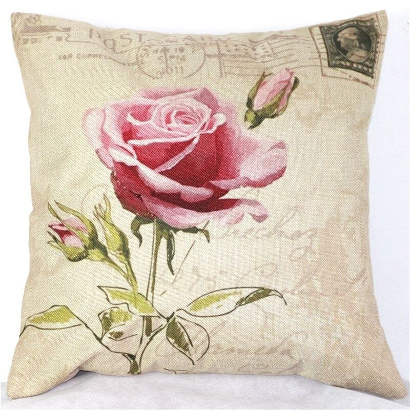 Povlak Na Polštář Na Vintage Throw Cushion Rose Flowers