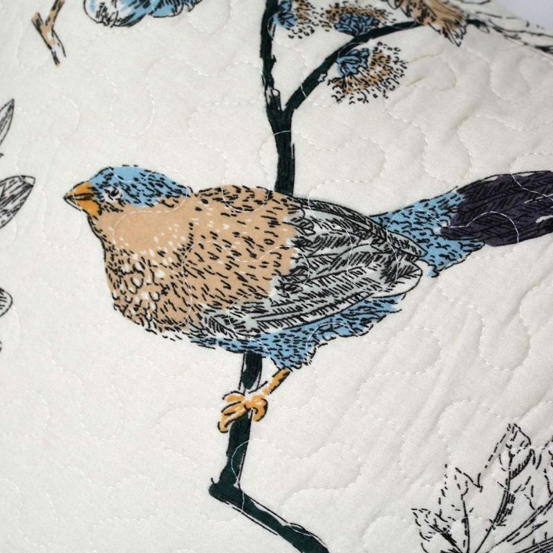 Sada Amerických Venkovských Přikrývek Ptáci S Potiskem Queen Quilt Set Béžová 3ks