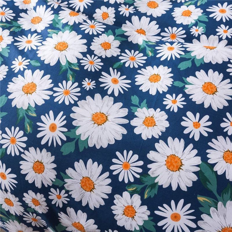 Sada Povlaků Na Přikrývku S Potiskem Daisy Flowers 100% Bavlna Super Měkký 3 Kusy Dívčí Letní Květinové Povlečení Vintage Statek Oboustranný Povlak Na S Květinovou Mřížkou Se Zapínáním Na Skrytý Zip