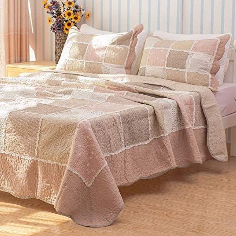 Sada Povlečení Queen Size Vintage Patchwork Elegantní Bavlněných Přikrývek