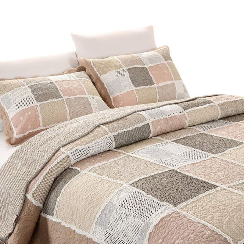 Sada Povlečení Queen Size Vintage Patchwork Elegantní Bavlněných Přikrývek