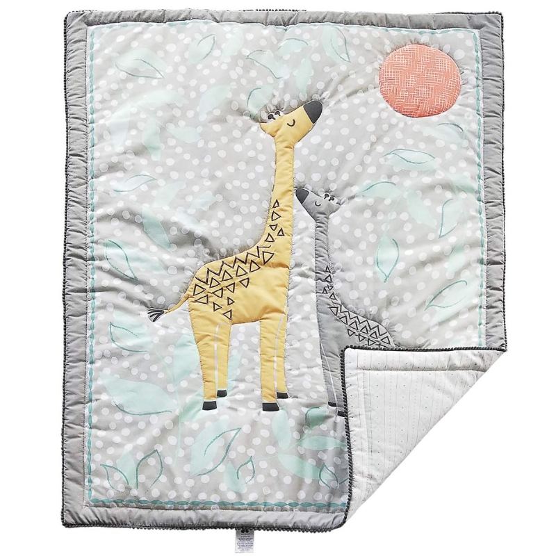 Sady Povlečení Do Postýlky Pro Chlapce Dětské Do Dětského Pokoje Woodland Giraffe Family Dot Design Šedá A Žlutá 8dílná