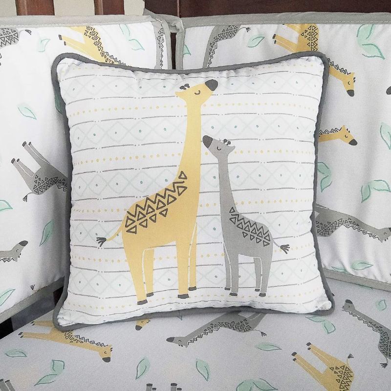 Sady Povlečení Do Postýlky Pro Chlapce Dětské Do Dětského Pokoje Woodland Giraffe Family Dot Design Šedá A Žlutá 8dílná