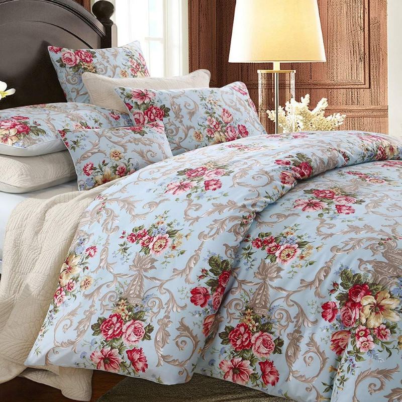 Shabby Floral Classic Luxusní Design Povlečení Pivoňka 3ks Sada Povlaků Na Přikrývku Ze 100% Egyptské Bavlny