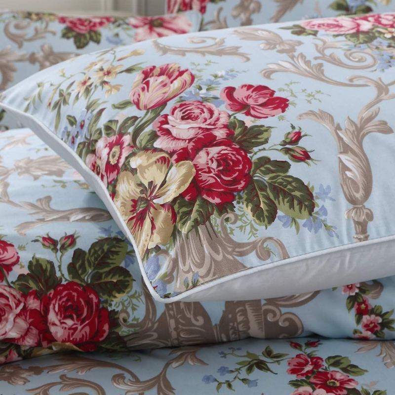 Shabby Floral Classic Luxusní Design Povlečení Pivoňka 3ks Sada Povlaků Na Přikrývku Ze 100% Egyptské Bavlny