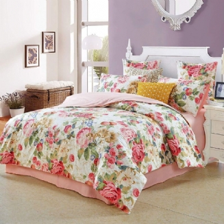 Shabby Floral Classic Pestrobarevné Luxusní Růžové Ložní Soupravy 3ks (1 Povlak Na Přikrývku + 2 Povlaky Na Polštář)