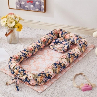 Statek Shabby Floral Baby Nest Dívčí Lehátko Pro Miminko Vintage Květinový Vzor Postel Pro Společné Spaní Měkká Bavlna Prodyšná Výplň Z Vláken Přenosné Nastavitelné Pro Novorozence Shower Dárek