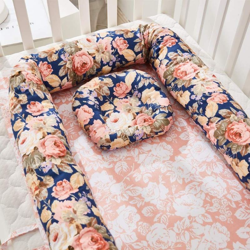 Statek Shabby Floral Baby Nest Dívčí Lehátko Pro Miminko Vintage Květinový Vzor Postel Pro Společné Spaní Měkká Bavlna Prodyšná Výplň Z Vláken Přenosné Nastavitelné Pro Novorozence Shower Dárek