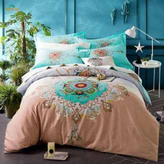 Teal Shabby Floral Girls Povlak Set Bohemian Bedding