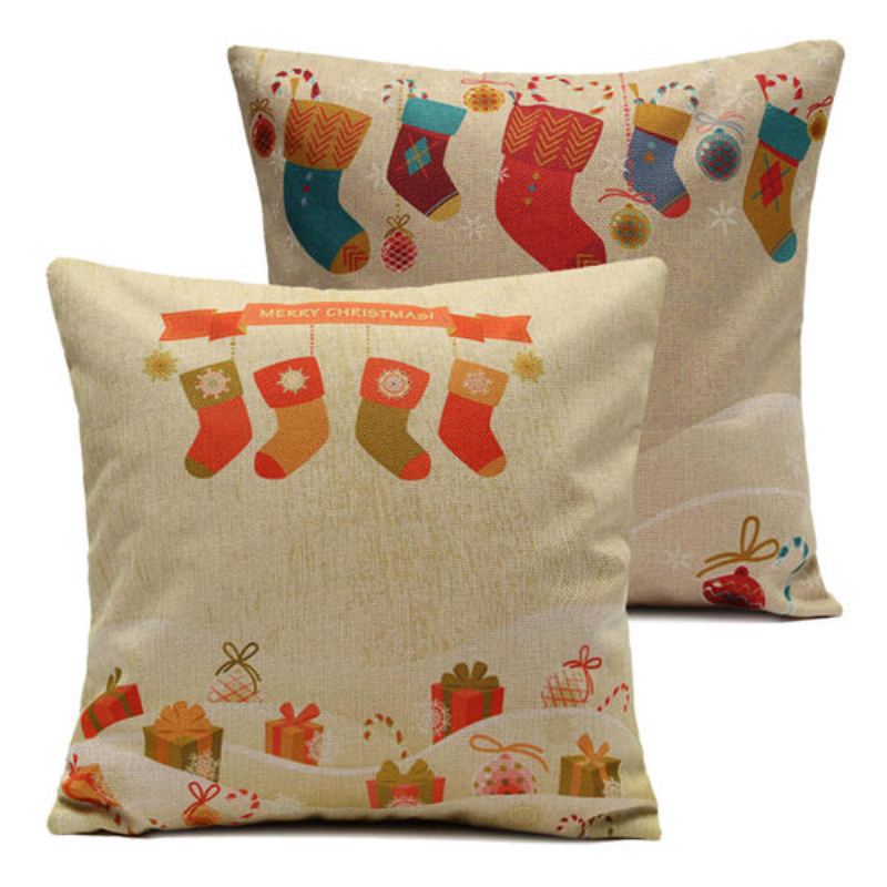 Vánoční Socks Throw Pouzdra Na Polštář Home Sofa Square Cushion Cover