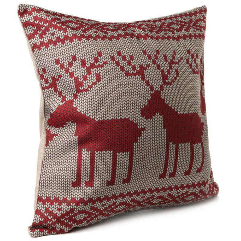 Vintage Vánoční Série Deer Throw Pouzdro Na Polštář Povlečení Bavlna Čtvercová Pohovka Potah Na