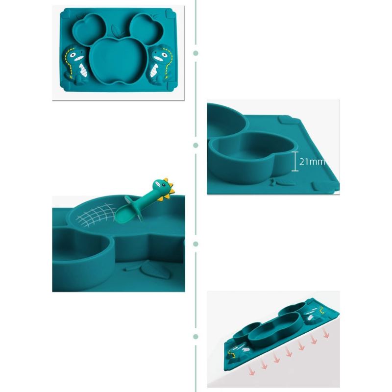 Dětská Silikonová Miska Na Krmení Kreslená Sada Dinosaurů 3ks/set
