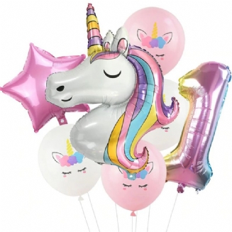 Rainbow Unicorn Baby Shower Ballons Party Dekorace 7ks