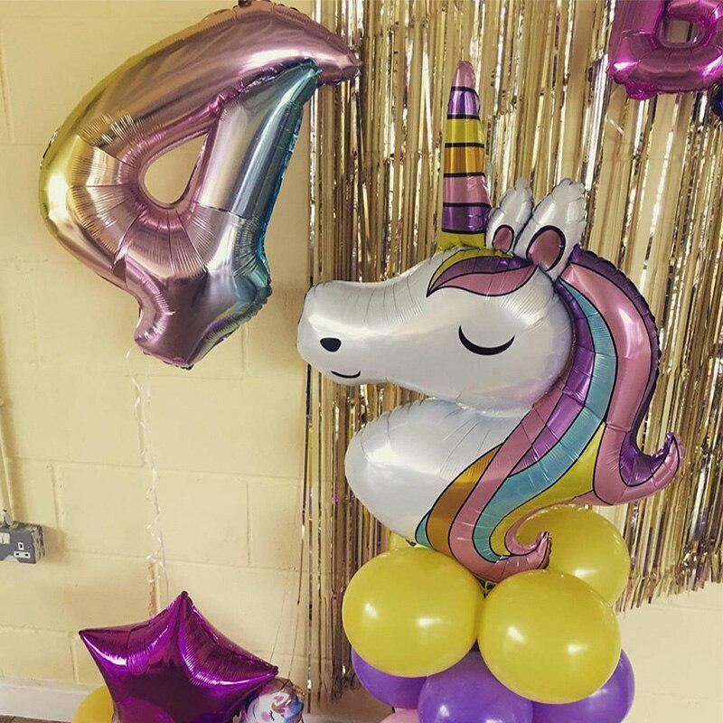 Rainbow Unicorn Baby Shower Ballons Party Dekorace 7ks