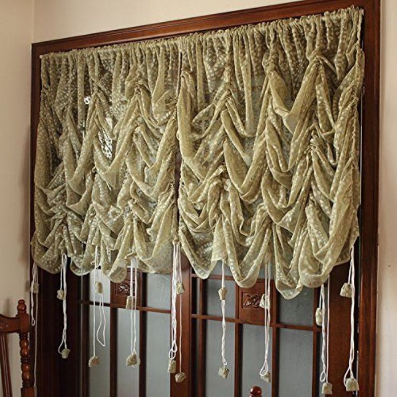 Elegantní Krajkové Průsvitné Balónové Závěsy Luxusní Vyšívané Exquisite Craft1 Panel Okenní Tyl