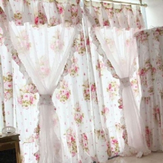 Fadfay Bytový Textil Korejské Krajkové Řasené Závěsy Do Ložnice/obývacího Pokojeromantické Květinové Závěsy2panels