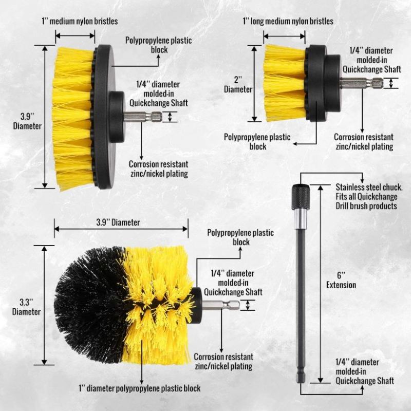 Sada Čištění Nástavců Vrtacích Kartáčů Power Scrubber – 3 Ks