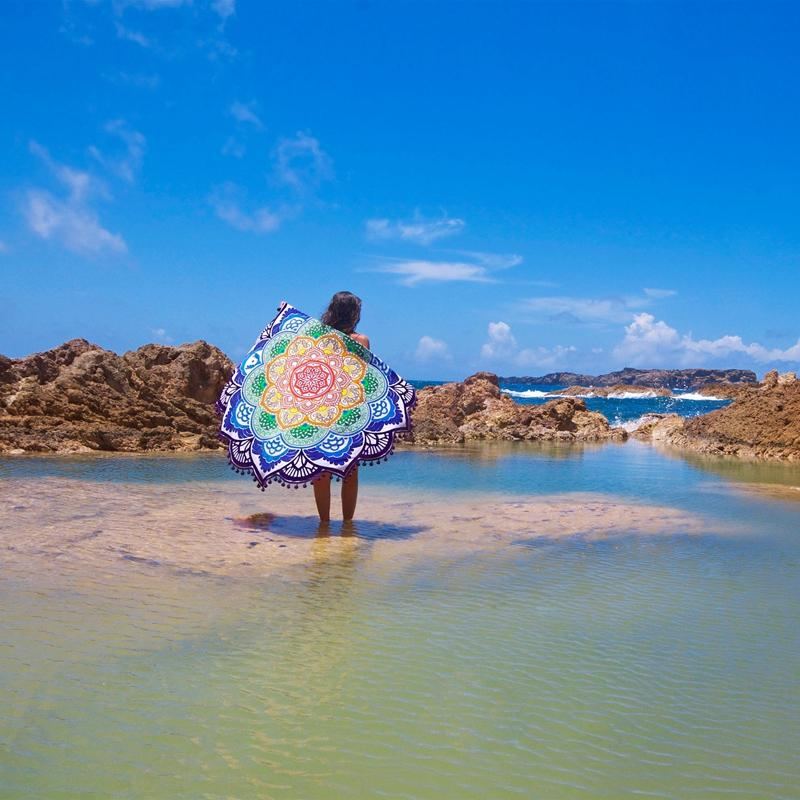 Honana Wx-91 Bohemian Tapestry Totem Lotus Plážové Ručníky Podložka Na Jógu Camping Matrace Potah Na Bikiny