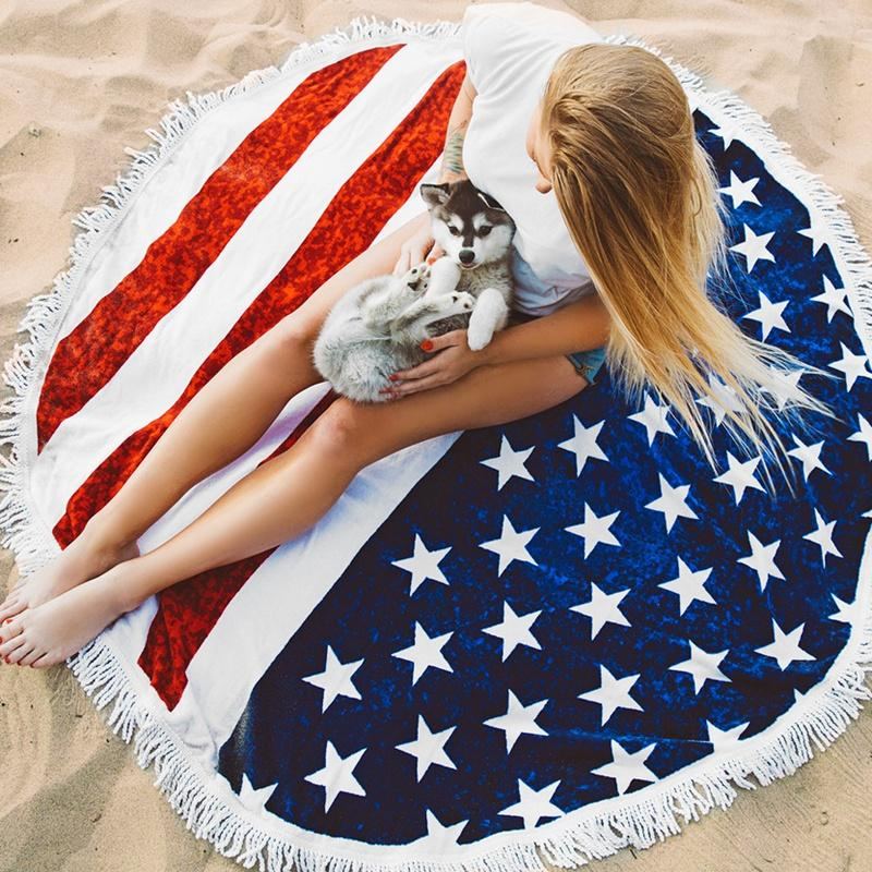 Honana Wx-93 Bohemian Tapestry The American Flag Plážové Ručníky Podložka Na Jógu Camping Matrace Potah Na Bikiny