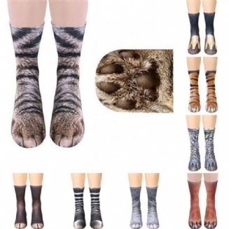 Kreativní 3d Tisk Ponožky Dospělé Zvíře Paw Unisex Posádka Kočka Dlouhá Trubka Pažby Elastické Prodyšné Pes Tygr Zebra Prase Kočičí Paw