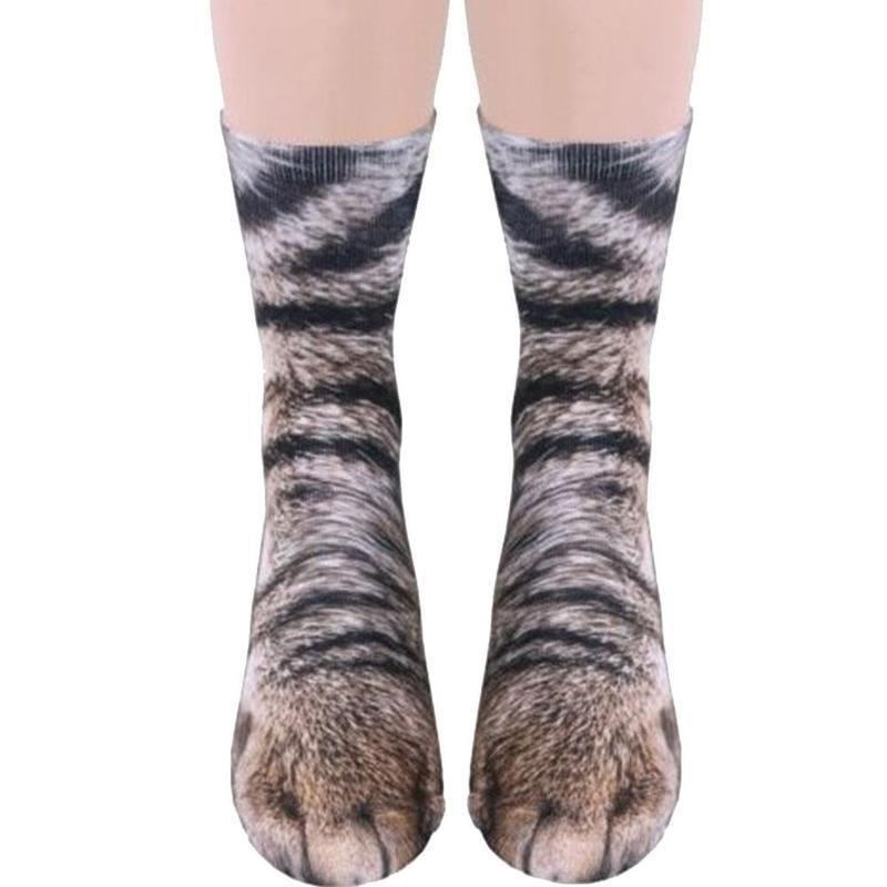 Kreativní 3d Tisk Ponožky Dospělé Zvíře Paw Unisex Posádka Kočka Dlouhá Trubka Pažby Elastické Prodyšné Pes Tygr Zebra Prase Kočičí Paw