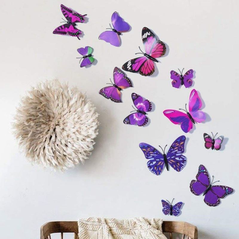 12ks 3d Samolepky Na Stěnu S Designem Motýla Room Ations Home