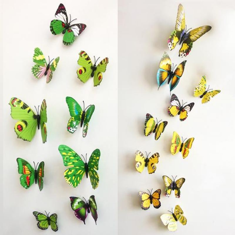 12ks 3d Stereoskopický Motýl Samolepka Na Zeď Dekorace Do Obývacího Pokoje Diy Nástěnná Malba