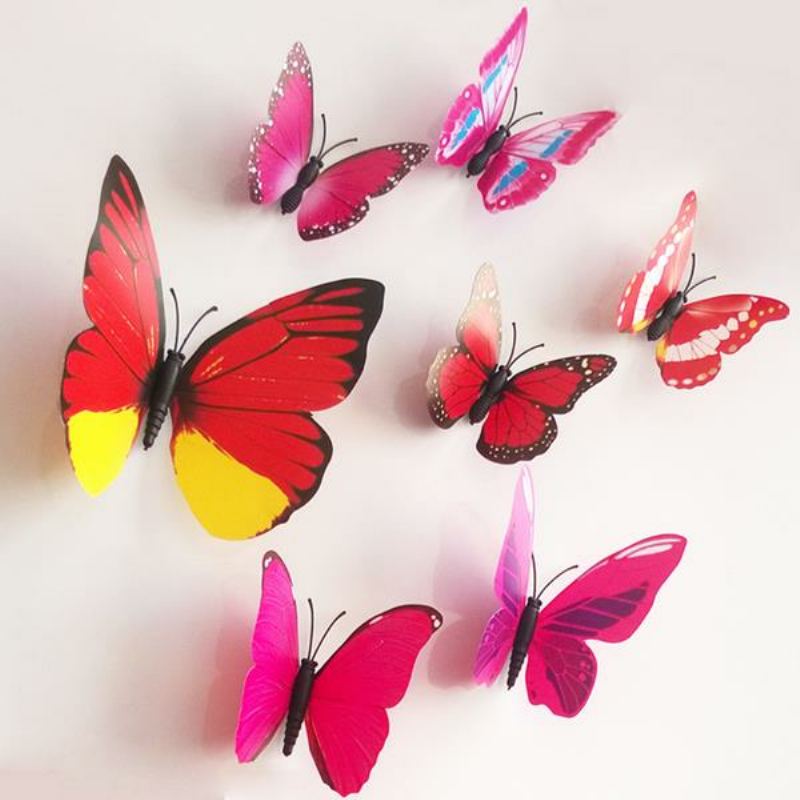 12ks 3d Stereoskopický Motýl Samolepka Na Zeď Dekorace Do Obývacího Pokoje Diy Nástěnná Malba