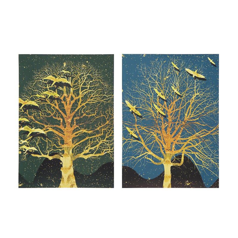 2ks Moderní Obrazy Na Plátně Se Stromem Nástěnné Umění Nezarámovaný Obraz Home Decor