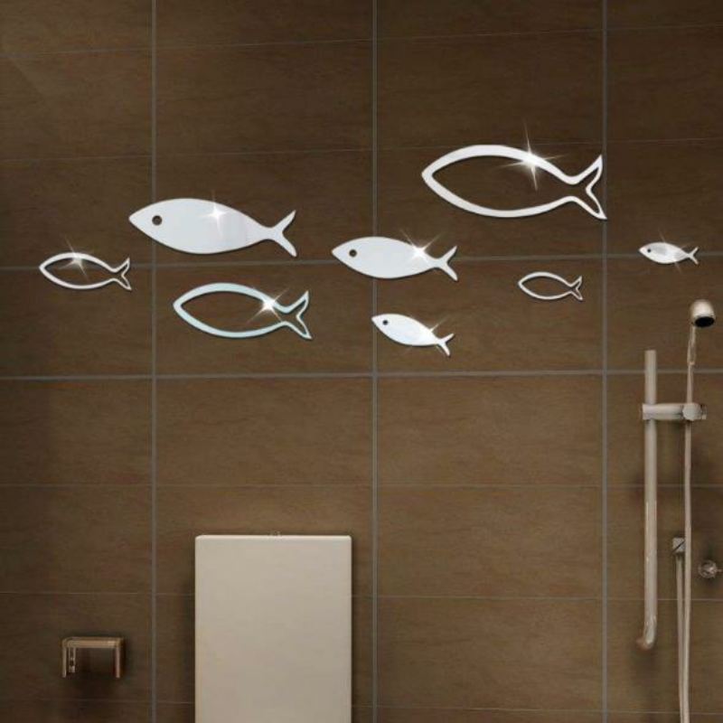 3d Ryby Vícebarevné Diy Nálepky Na Zeď Ve Tvaru Zrcadla Domácí Nástěnná Ložnice Kancelář