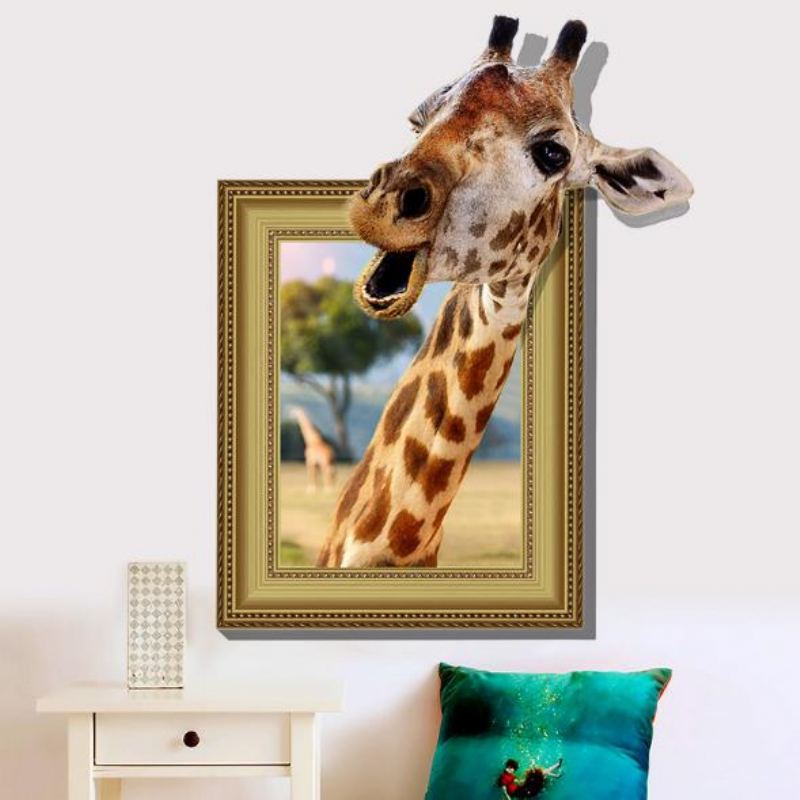 3d Žirafa Obývací Pokoj Ložnice Zvířata Podlaha Domácí Pozadí Kreativní Samolepky Na Stěnu