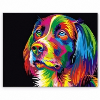 50 X 40 cm Barevné Štěně Pes Zvířátko Domácí Mazlíček Diy Vlastní Ruční Malování Dekorace Dřevěný Rám