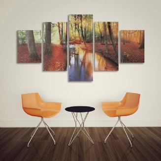 5ks Moderní Podzimní Les Obraz Na Plátně Plakát Nástěnný Umělecký Domácí Dekorace Bez Rámu