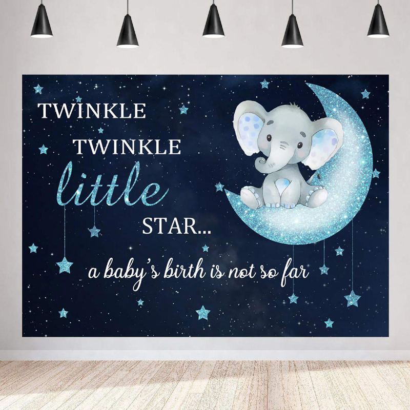 Blue Elephant Fotografie Pozadí Baby Shower Party Birthday Animals Background